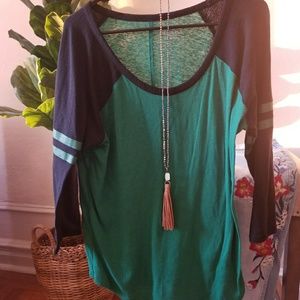 Target Merona green and navy tee